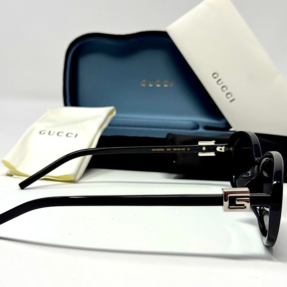 NEW Gucci Women Sunglasses Shiny Black  Oval AUTHENTIC GG1684SA 001 W/CASE $680